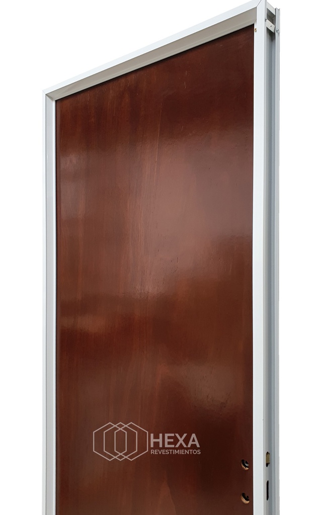 Puerta Cedrillo Lustrado 70cm Izquierda Marco de Aluminio 7cm - CAOBA