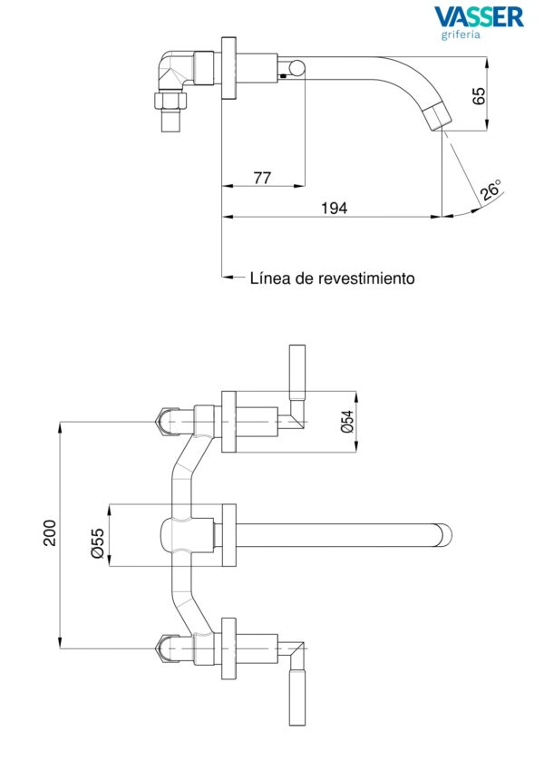 CYRANO C.C. Lever LAVATORIO PARED - VASSER