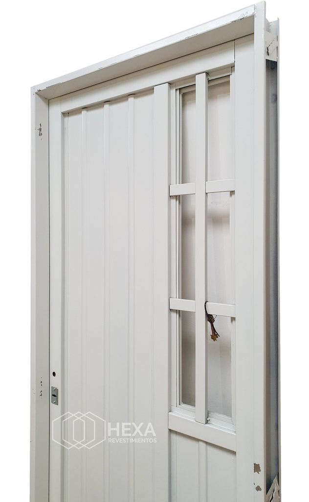 Puerta de Chapa Simple MOD.110 (Reja Lateral) Blanco 80cm Derecha