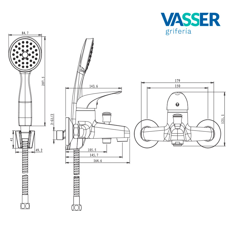 KASSIA Monocomando DUCHA EXT. C/TRANSF. - VASSER