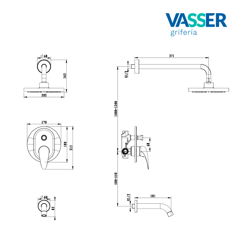 KASSIA Monocomando DUCHA EMB. C/TRANSF. - VASSER