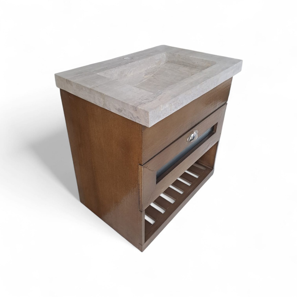 Vanitory de colgar LUNA 60cm Travertino - Mueble IBERIA Roble Oscuro