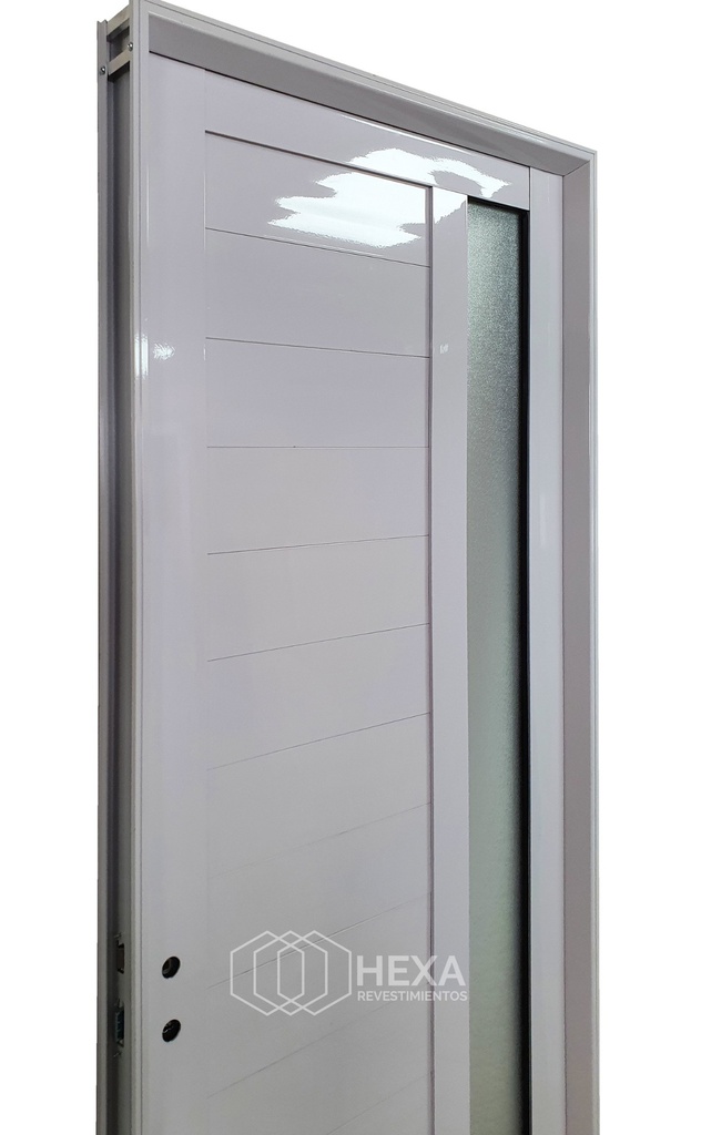 PUERTA ALUMINIO TUBULAR 36mm - VIDRIO LATERAL - 80cm - Derecha