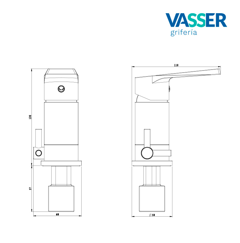 ZAFIRO Negra - BIDET Monocomando - VASSER