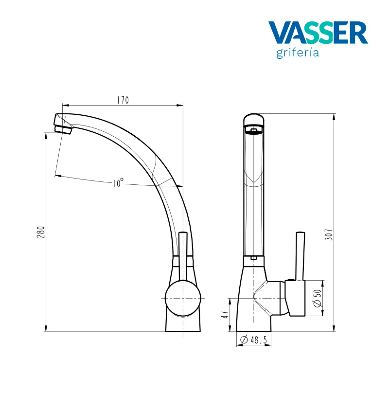 ANTILA Monocomando COCINA MESADA - VASSER