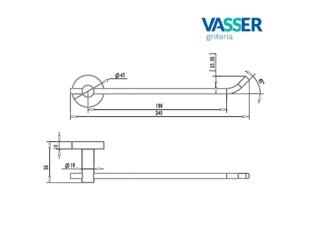 ALIZE BARRAL TOALLERO CORTO 24cm - VASSER