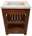 Vanitory de pie DESAGUE FRONTAL 60cm Travertino - Mueble IBERIA Roble Oscuro