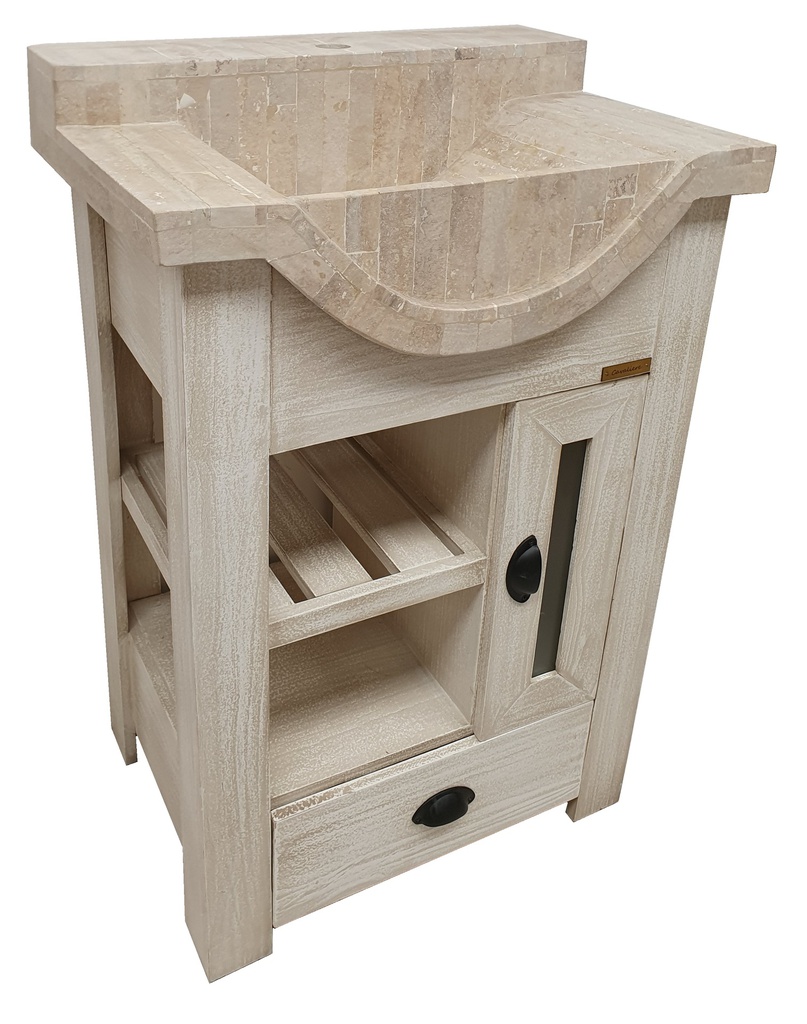 Vanitory de pie VILNA 60cm Travertino - Mueble CUSCO Artico