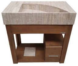 [VPRITR80CB-RO] Vanitory de pie RIGGA 80cm Travertino - Mueble CUBO Roble Oscuro