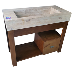 [VPDFTR100CB-W] Vanitory de pie DESAGUE FRONTAL 100cm Travertino - Mueble CUBO Wengue